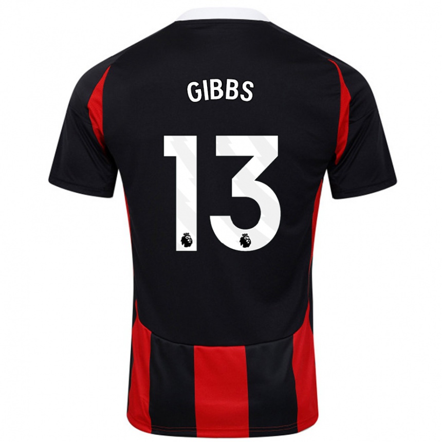 Niño Fútbol Camiseta Frankie Gibbs #13 Negro Rojo 2ª Equipación 2024/25 Argentina