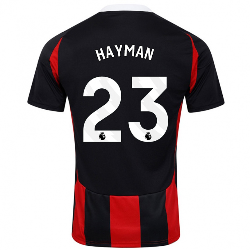 Niño Fútbol Camiseta Alex Hayman #23 Negro Rojo 2ª Equipación 2024/25 Argentina