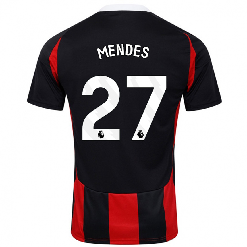 Niño Fútbol Camiseta Megalie Mendes #27 Negro Rojo 2ª Equipación 2024/25 Argentina