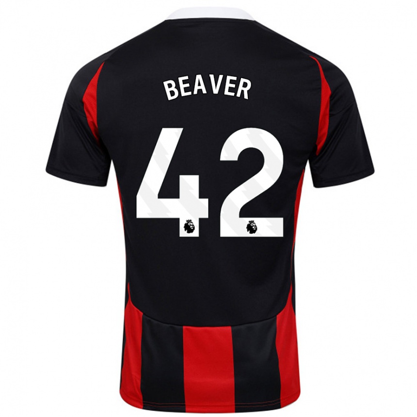 Niño Fútbol Camiseta Cat Beaver #42 Negro Rojo 2ª Equipación 2024/25 Argentina