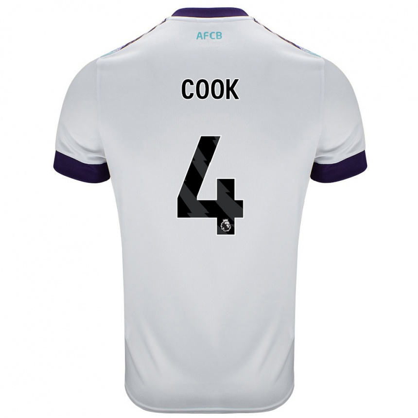 Niño Fútbol Camiseta Lewis Cook #4 Blanco Verde Púrpura 2ª Equipación 2024/25 Argentina