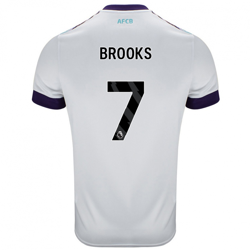 Niño Fútbol Camiseta David Brooks #7 Blanco Verde Púrpura 2ª Equipación 2024/25 Argentina