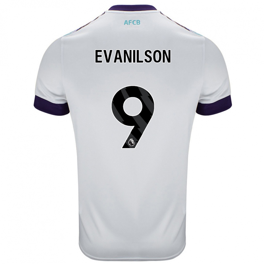 Niño Fútbol Camiseta Evanilson #9 Blanco Verde Púrpura 2ª Equipación 2024/25 Argentina