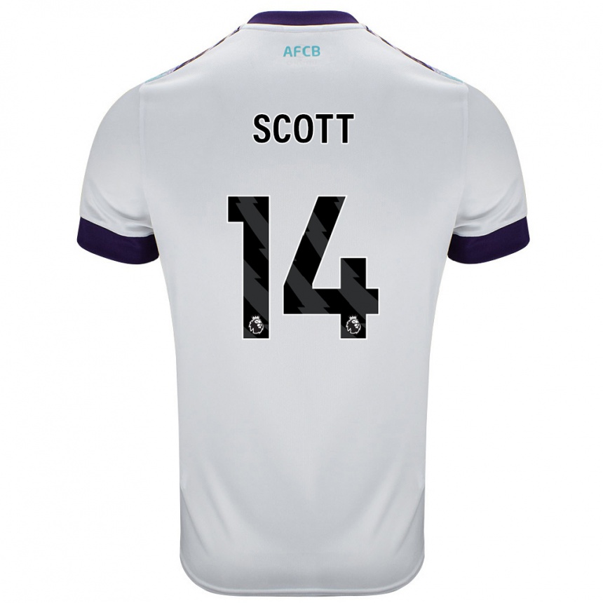 Niño Fútbol Camiseta Alex Scott #14 Blanco Verde Púrpura 2ª Equipación 2024/25 Argentina