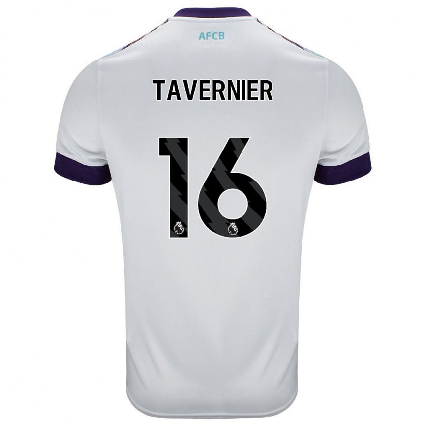 Niño Fútbol Camiseta Marcus Tavernier #16 Blanco Verde Púrpura 2ª Equipación 2024/25 Argentina