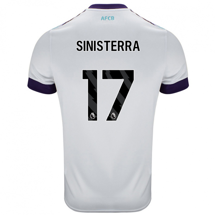 Niño Fútbol Camiseta Luis Sinisterra #17 Blanco Verde Púrpura 2ª Equipación 2024/25 Argentina