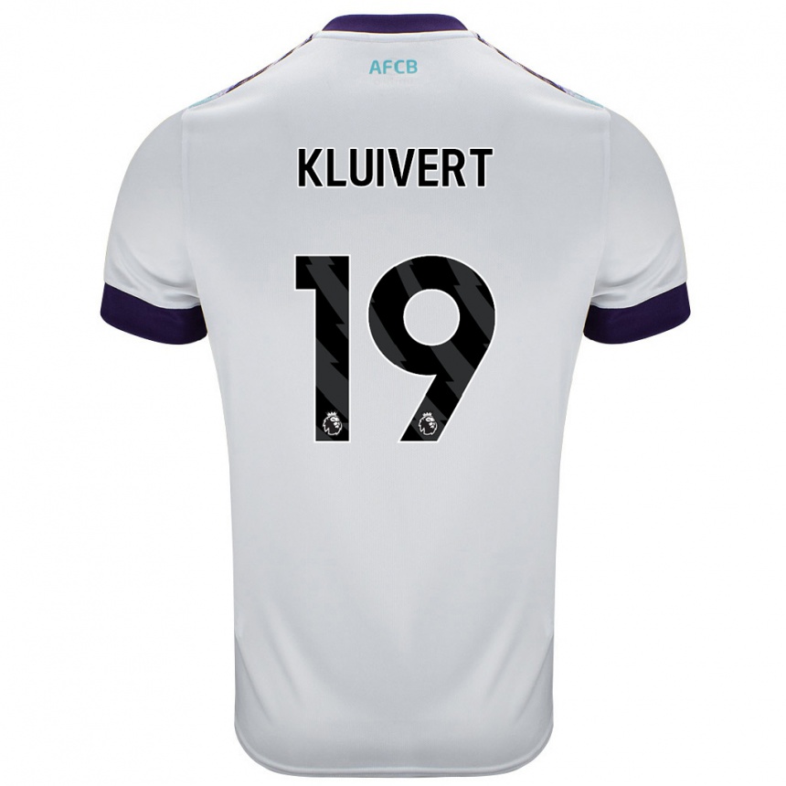 Niño Fútbol Camiseta Justin Kluivert #19 Blanco Verde Púrpura 2ª Equipación 2024/25 Argentina