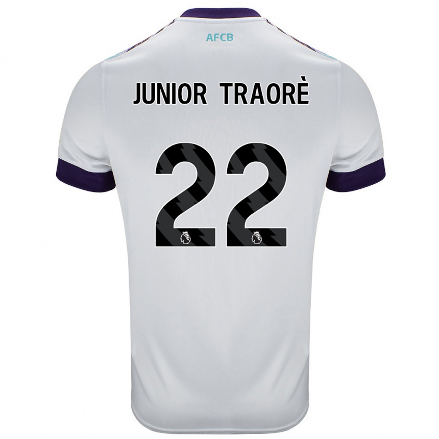 Niño Fútbol Camiseta Hamed Junior Traorè #22 Blanco Verde Púrpura 2ª Equipación 2024/25 Argentina