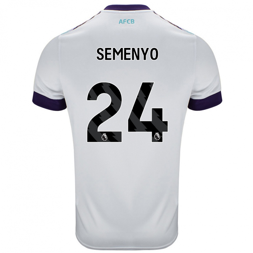 Niño Fútbol Camiseta Antoine Semenyo #24 Blanco Verde Púrpura 2ª Equipación 2024/25 Argentina