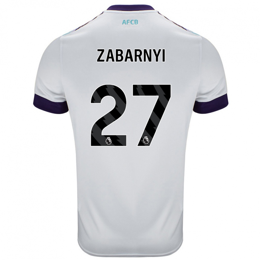 Niño Fútbol Camiseta Ilya Zabarnyi #27 Blanco Verde Púrpura 2ª Equipación 2024/25 Argentina