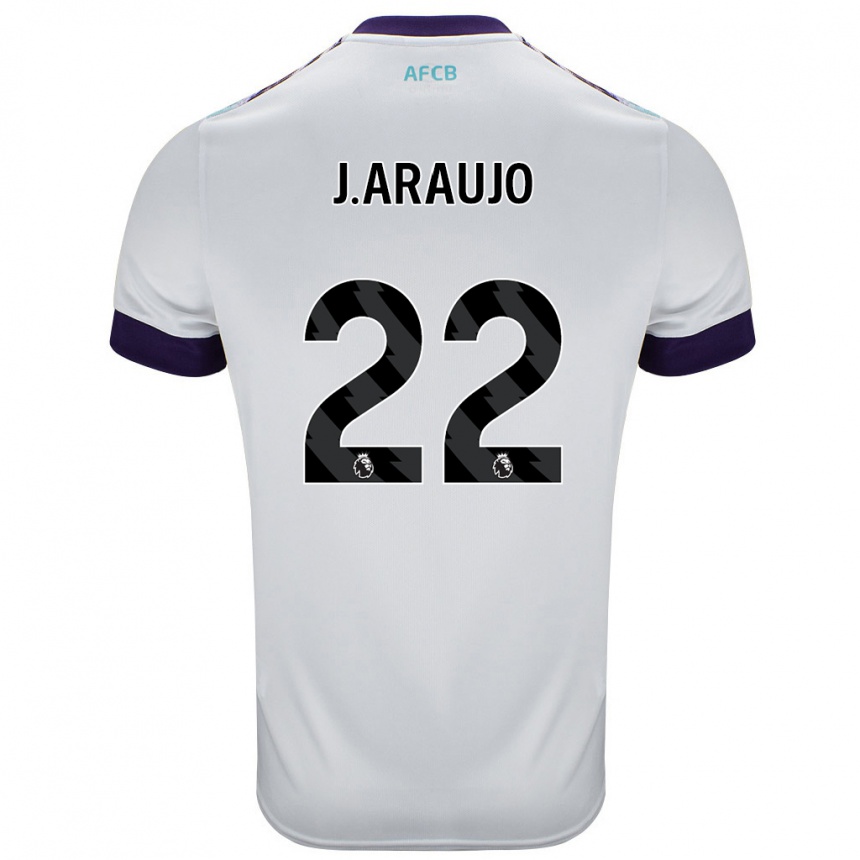 Niño Fútbol Camiseta Julián Araujo #28 Blanco Verde Púrpura 2ª Equipación 2024/25 Argentina