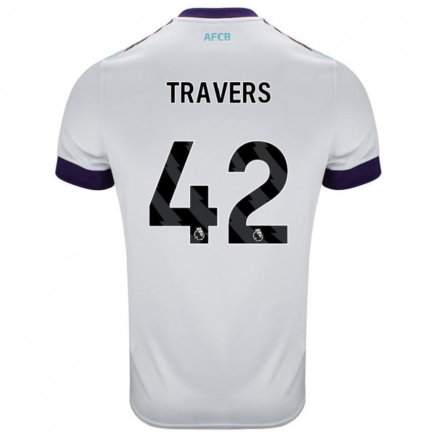 Niño Fútbol Camiseta Mark Travers #42 Blanco Verde Púrpura 2ª Equipación 2024/25 Argentina