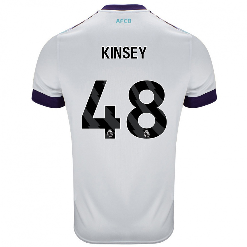 Niño Fútbol Camiseta Max Kinsey #48 Blanco Verde Púrpura 2ª Equipación 2024/25 Argentina