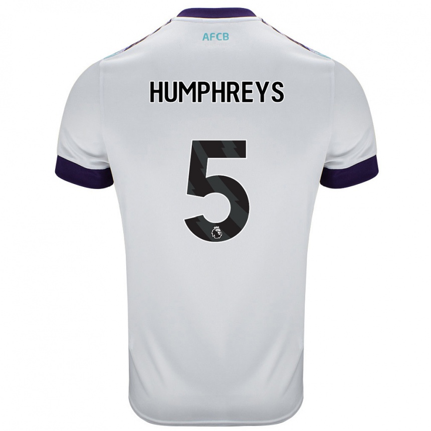 Niño Fútbol Camiseta Holly Humphreys #5 Blanco Verde Púrpura 2ª Equipación 2024/25 Argentina