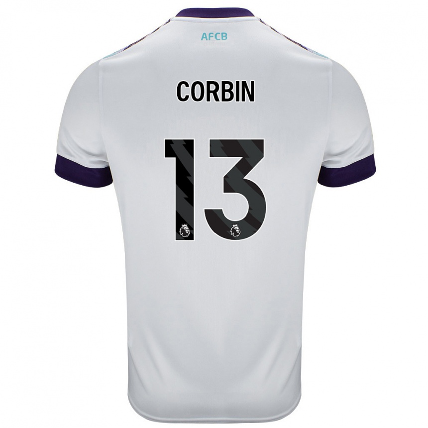 Niño Fútbol Camiseta Helen Corbin #13 Blanco Verde Púrpura 2ª Equipación 2024/25 Argentina