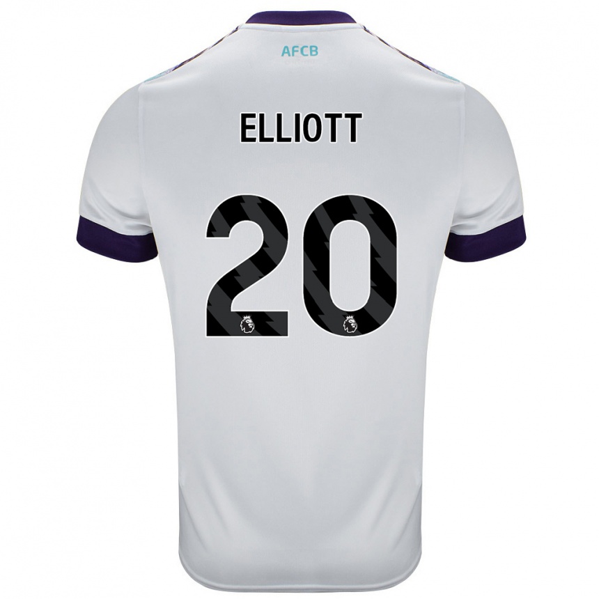 Niño Fútbol Camiseta Kaitlyn Elliott #20 Blanco Verde Púrpura 2ª Equipación 2024/25 Argentina