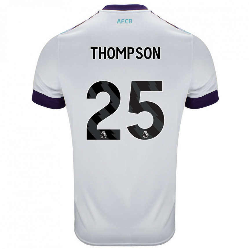 Niño Fútbol Camiseta Kenni Thompson #25 Blanco Verde Púrpura 2ª Equipación 2024/25 Argentina