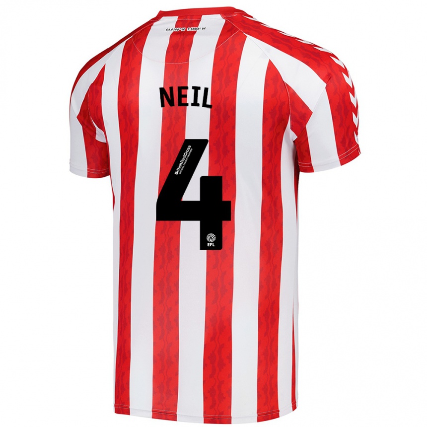 Hombre Fútbol Camiseta Dan Neil #4 Rojo Blanco 1ª Equipación 2024/25 Argentina