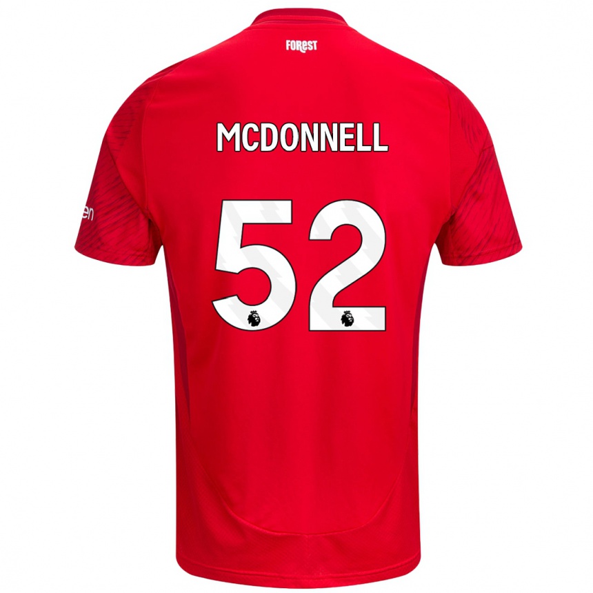 Hombre Fútbol Camiseta Jamie Mcdonnell #52 Rojo Blanco 1ª Equipación 2024/25 Argentina