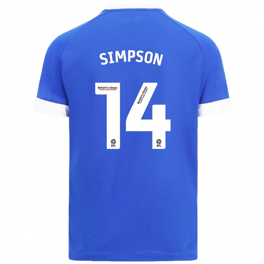 Hombre Fútbol Camiseta Jasmine Simpson #14 Azul Cielo 1ª Equipación 2024/25 Argentina