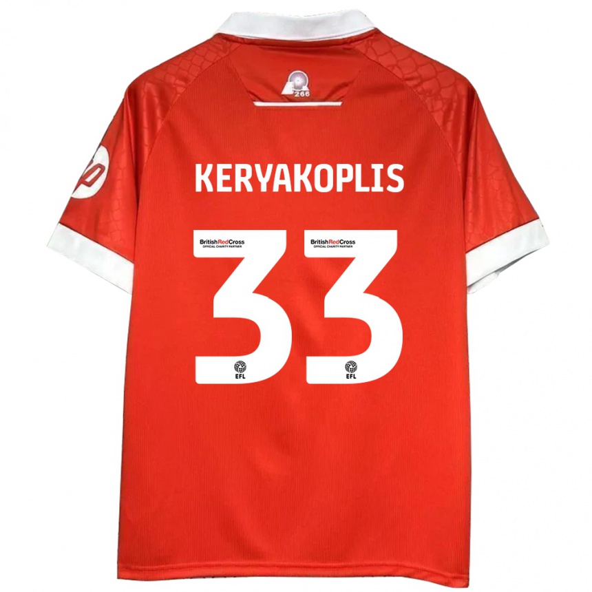 Hombre Fútbol Camiseta Hannah Keryakoplis #33 Rojo Blanco 1ª Equipación 2024/25 Argentina