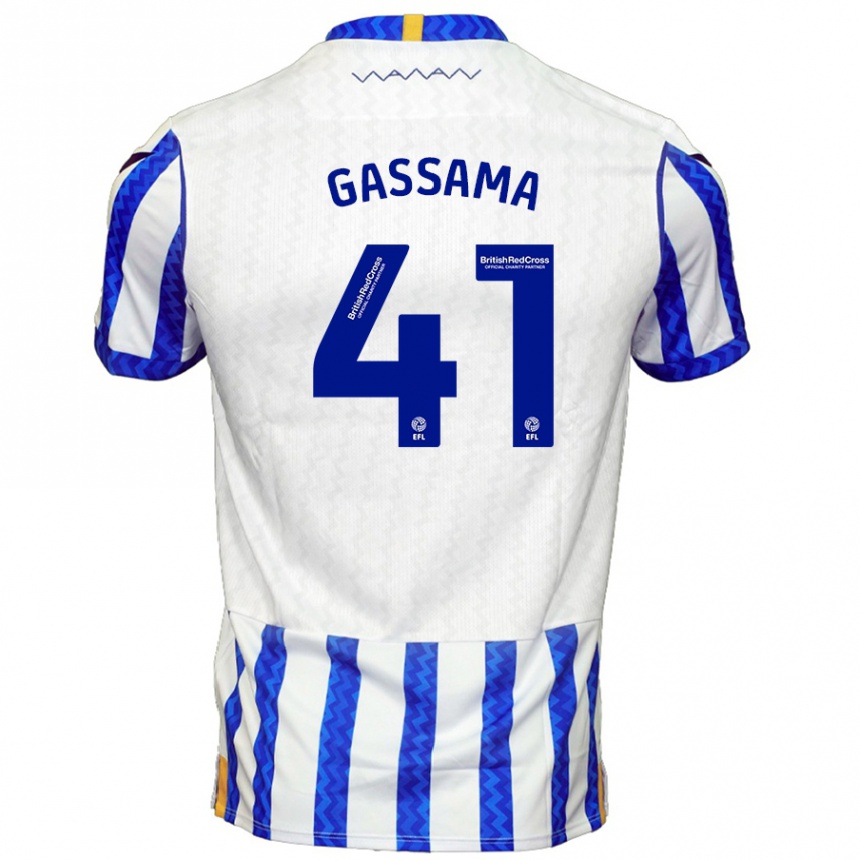 Hombre Fútbol Camiseta Djeidi Gassama #41 Azul Blanco 1ª Equipación 2024/25 Argentina