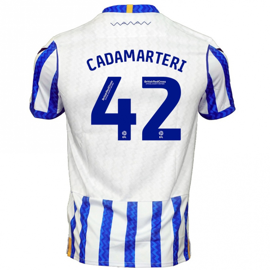 Hombre Fútbol Camiseta Bailey Cadamarteri #42 Azul Blanco 1ª Equipación 2024/25 Argentina