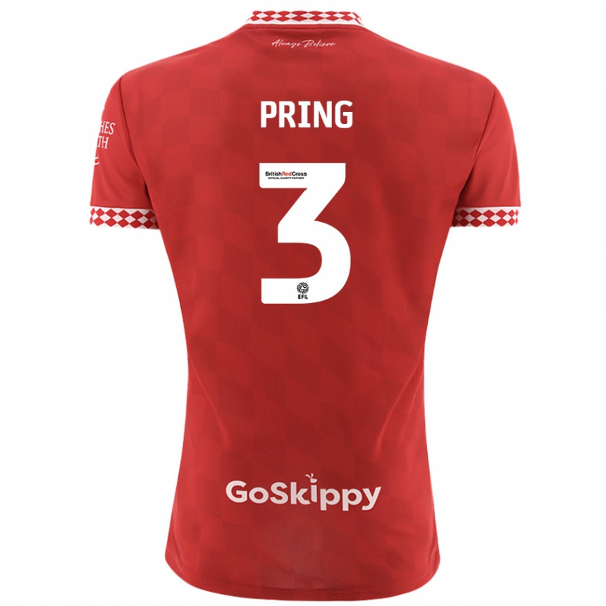 Hombre Fútbol Camiseta Cameron Pring #3 Rojo 1ª Equipación 2024/25 Argentina