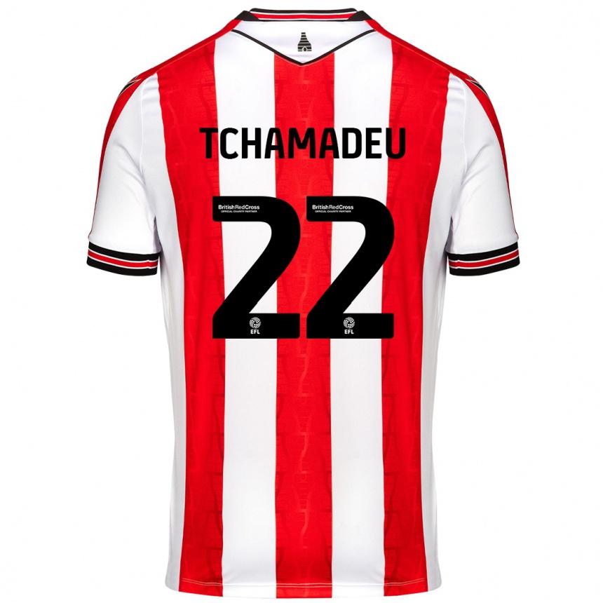 Hombre Fútbol Camiseta Junior Tchamadeu #22 Rojo Blanco 1ª Equipación 2024/25 Argentina