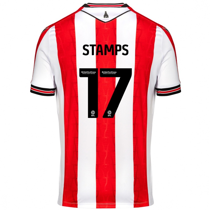 Hombre Fútbol Camiseta Shannon Stamps #17 Rojo Blanco 1ª Equipación 2024/25 Argentina