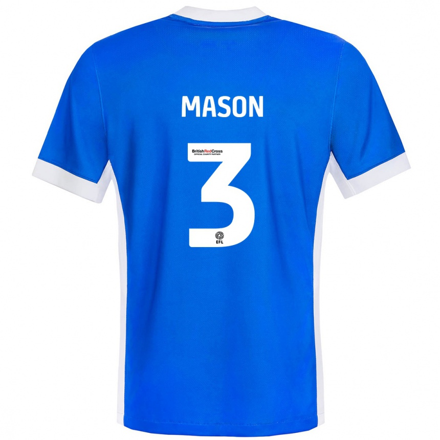 Hombre Fútbol Camiseta Ellie Mason #3 Azul Blanco 1ª Equipación 2024/25 Argentina