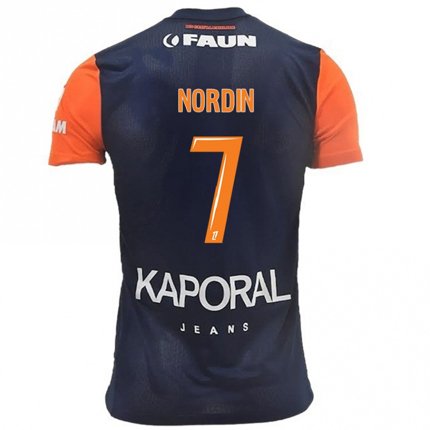 Hombre Fútbol Camiseta Arnaud Nordin #7 Azul Marino Naranja 1ª Equipación 2024/25 Argentina