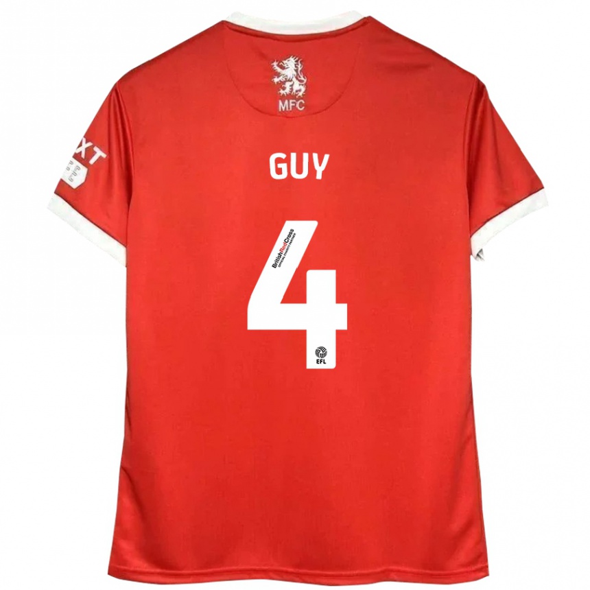 Hombre Fútbol Camiseta Bethany Guy #4 Rojo Blanco 1ª Equipación 2024/25 Argentina