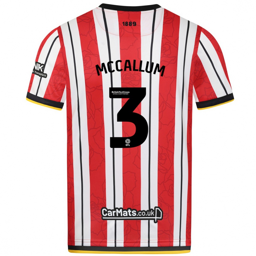 Hombre Fútbol Camiseta Sam Mccallum #3 Rojo Blanco Rayas 1ª Equipación 2024/25 Argentina