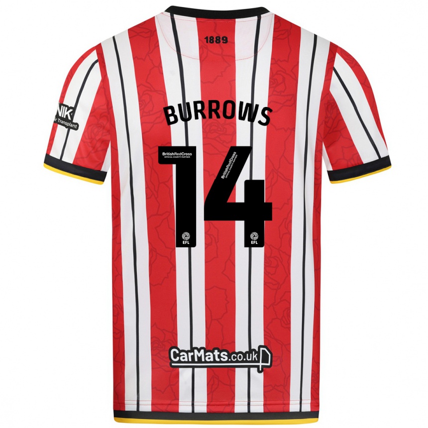 Hombre Fútbol Camiseta Harrison Burrows #14 Rojo Blanco Rayas 1ª Equipación 2024/25 Argentina