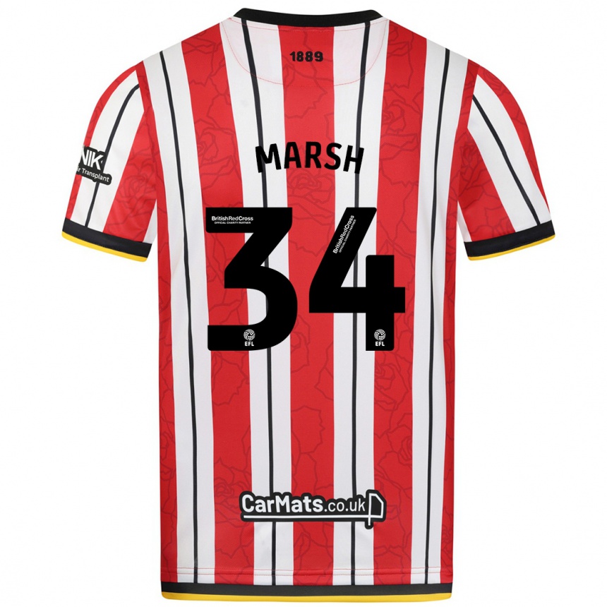 Hombre Fútbol Camiseta Louie Marsh #34 Rojo Blanco Rayas 1ª Equipación 2024/25 Argentina