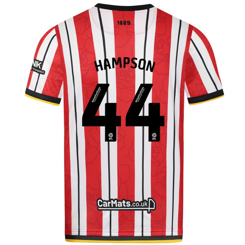 Hombre Fútbol Camiseta Owen Hampson #44 Rojo Blanco Rayas 1ª Equipación 2024/25 Argentina