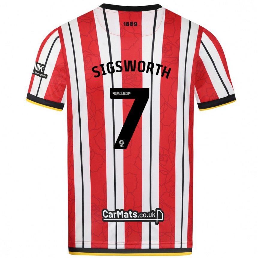 Hombre Fútbol Camiseta Jess Sigsworth #7 Rojo Blanco Rayas 1ª Equipación 2024/25 Argentina