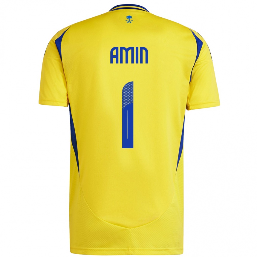 Hombre Fútbol Camiseta Amin Al-Bukhari #1 Amarillo Azul 1ª Equipación 2024/25 Argentina