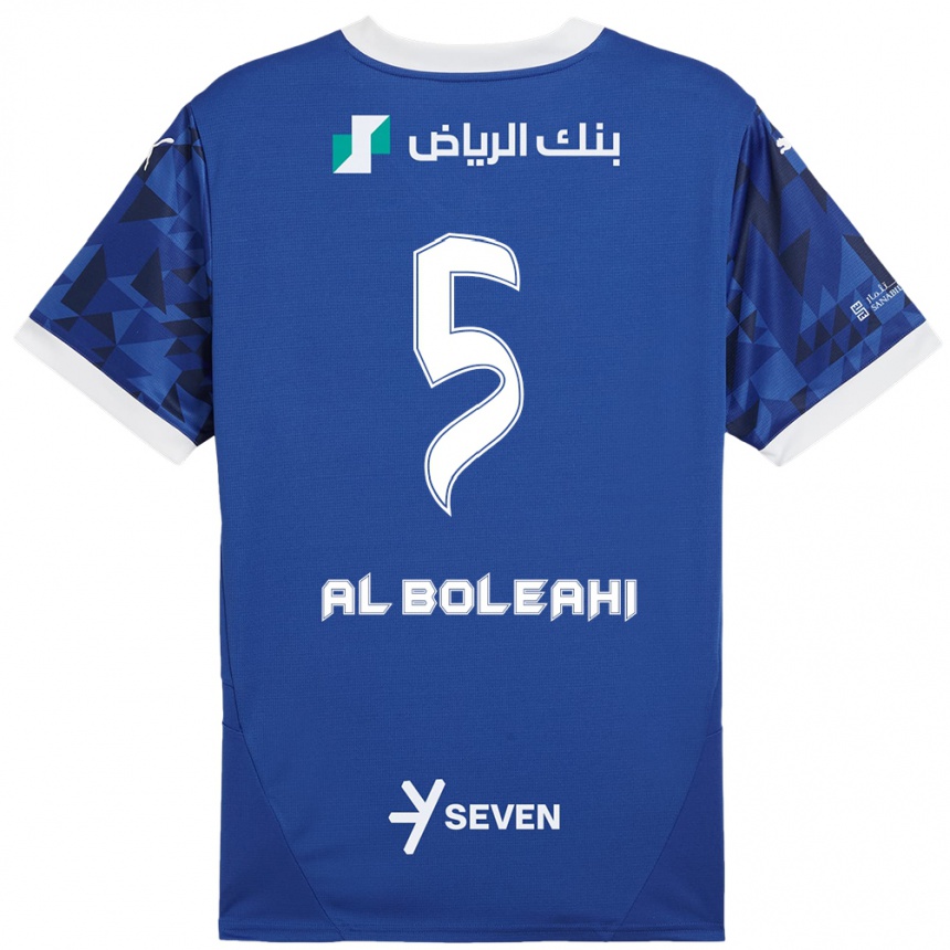 Hombre Fútbol Camiseta Ali Al-Boleahi #5 Azul Oscuro Blanco 1ª Equipación 2024/25 Argentina