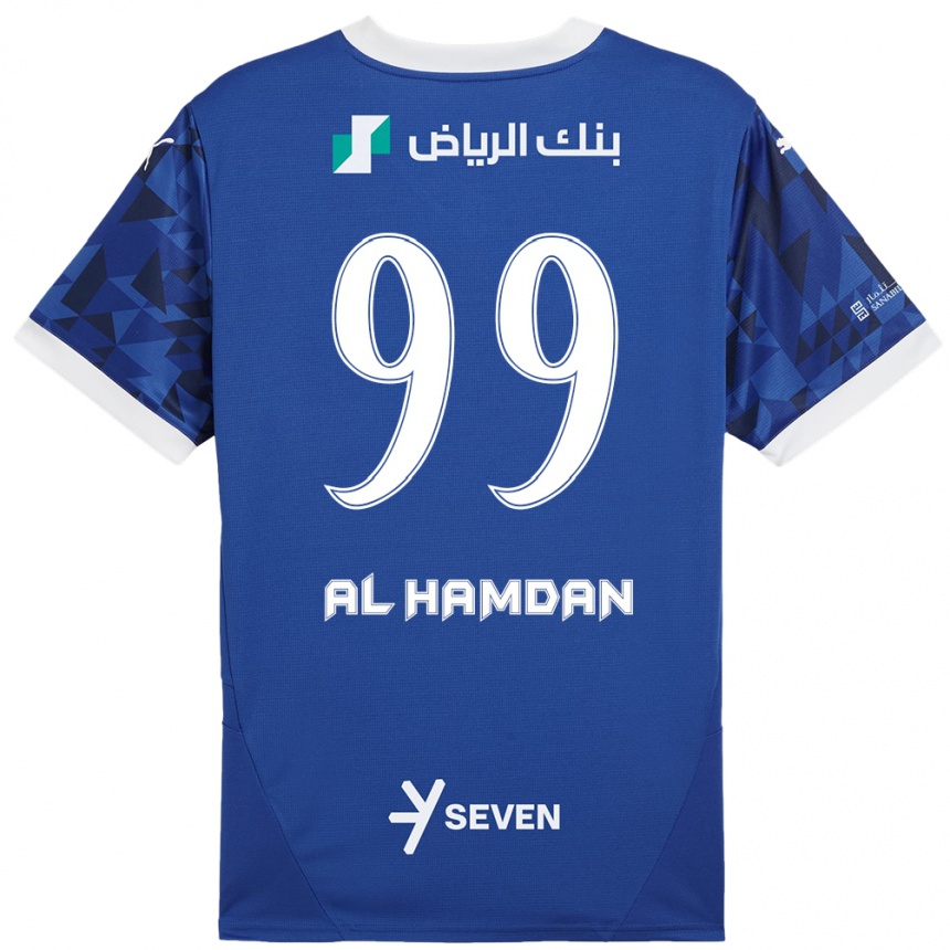 Hombre Fútbol Camiseta Abdullah Al-Hamdan #99 Azul Oscuro Blanco 1ª Equipación 2024/25 Argentina