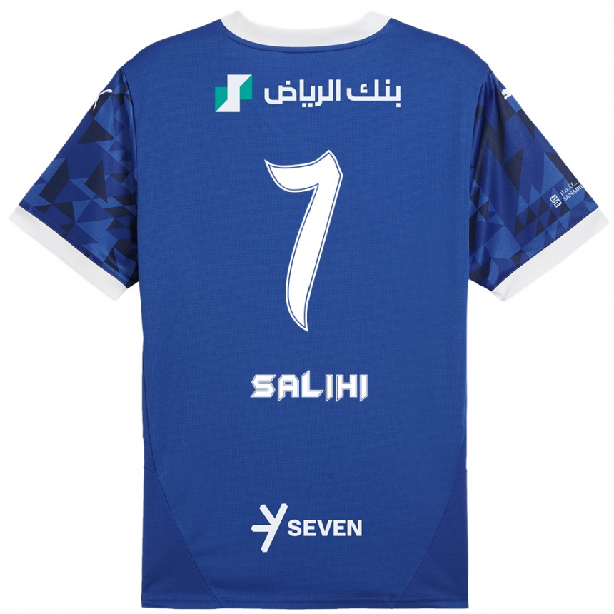 Hombre Fútbol Camiseta Shokhan Salihi #7 Azul Oscuro Blanco 1ª Equipación 2024/25 Argentina