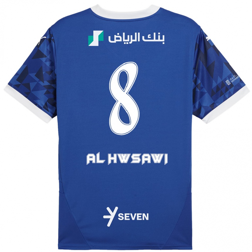 Hombre Fútbol Camiseta Al Bandari Al-Hwsawi #8 Azul Oscuro Blanco 1ª Equipación 2024/25 Argentina