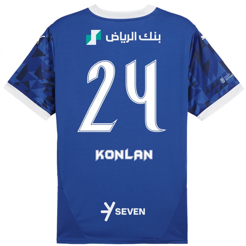 Hombre Fútbol Camiseta Cynthia Konlan #24 Azul Oscuro Blanco 1ª Equipación 2024/25 Argentina