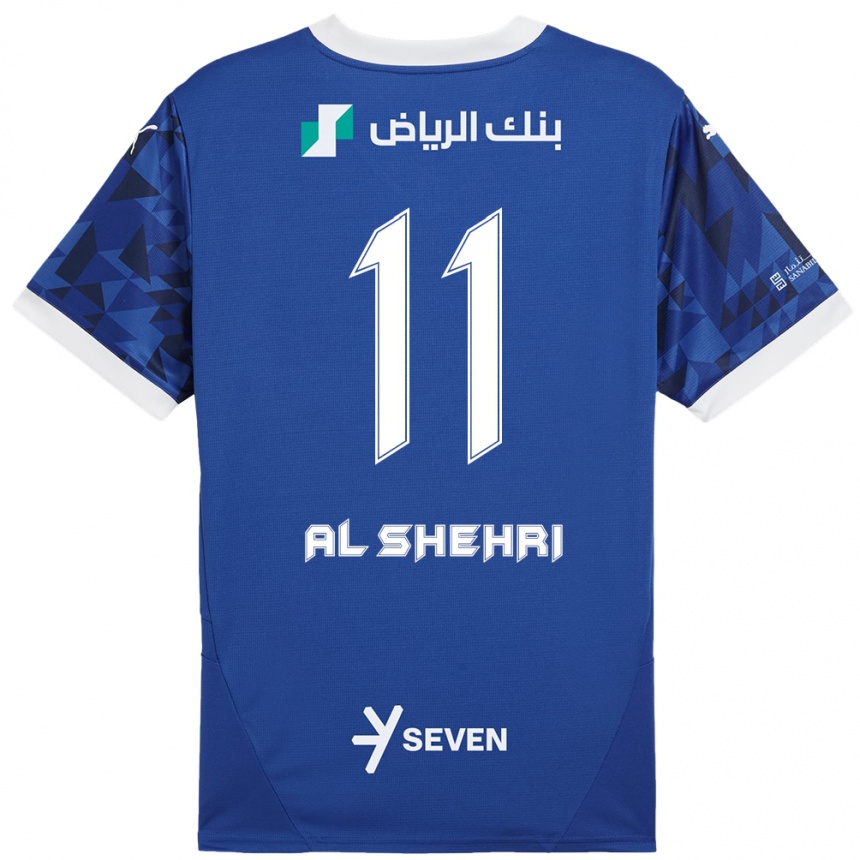 Hombre Fútbol Camiseta Saleh Al-Shehri #11 Azul Oscuro Blanco 1ª Equipación 2024/25 Argentina