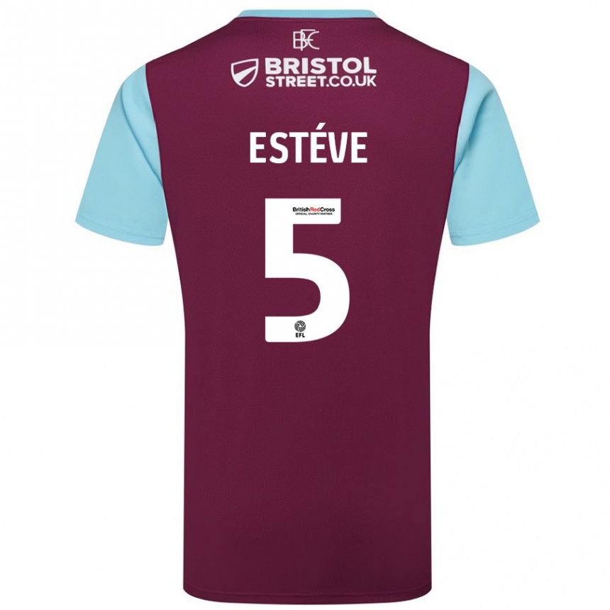 Hombre Fútbol Camiseta Maxime Estève #5 Borgoña Azul Cielo 1ª Equipación 2024/25 Argentina