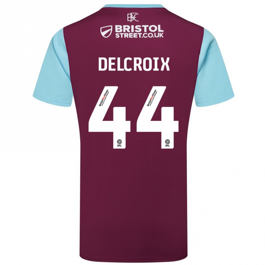 Hombre Fútbol Camiseta Hannes Delcroix #44 Borgoña Azul Cielo 1ª Equipación 2024/25 Argentina