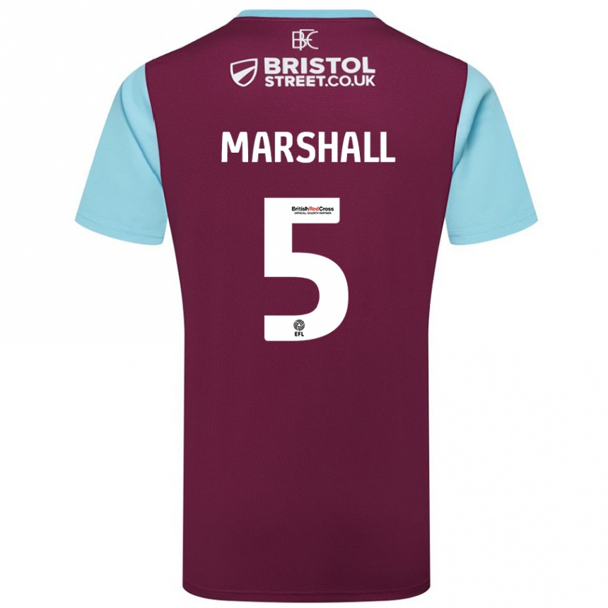 Hombre Fútbol Camiseta Georgia Marshall #5 Borgoña Azul Cielo 1ª Equipación 2024/25 Argentina