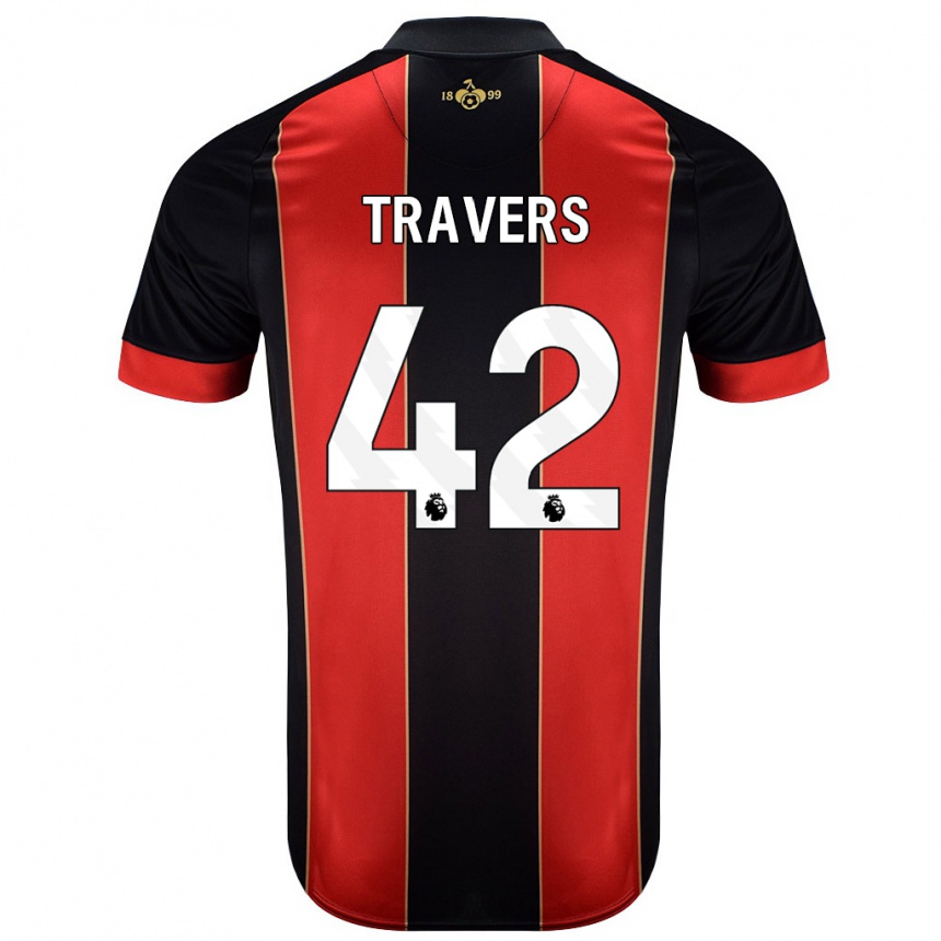 Hombre Fútbol Camiseta Mark Travers #42 Rojo Negro 1ª Equipación 2024/25 Argentina