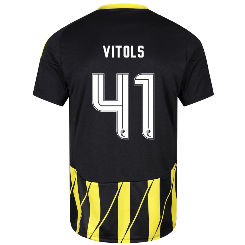 Hombre Fútbol Camiseta Rodrigo Vitols #41 Negro Amarillo 2ª Equipación 2024/25 Argentina